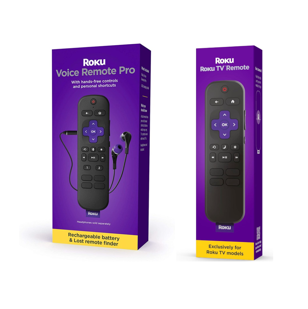 Roku Voice Remote Pro / Roku Remote, Rechargeable voice remote with TV controls, private listening, hands-free