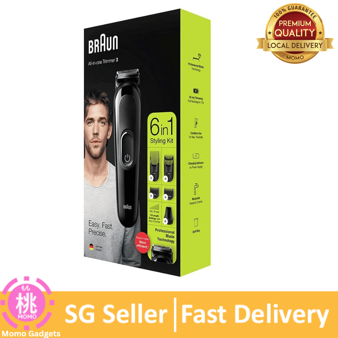 Braun 6 in 1/3 in 1/7 in 1 Style Kit Series 3 Trimmer / Clipper for Men