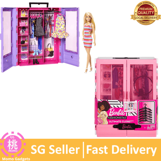 Barbie Fashionistas Ultimate Closet, Pink with Fold-Out Rack & Carrying Handle, Portable Storage for Barbie Doll Clothes