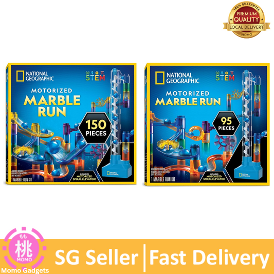 National Geographic Marble Run with Motorized Elevator - 95-Piece/100-Piece Marble Maze Kit with Motorized Spiral Lift