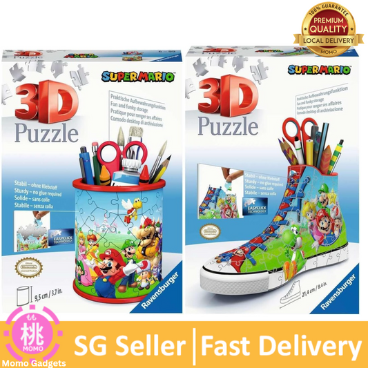 Ravensburger Super Mario Brothers Pencil Pot- 54 Pieces/Shoe 3D-108 Pieces 3D Jigsaw Puzzles for Kids Age 6 Years Up