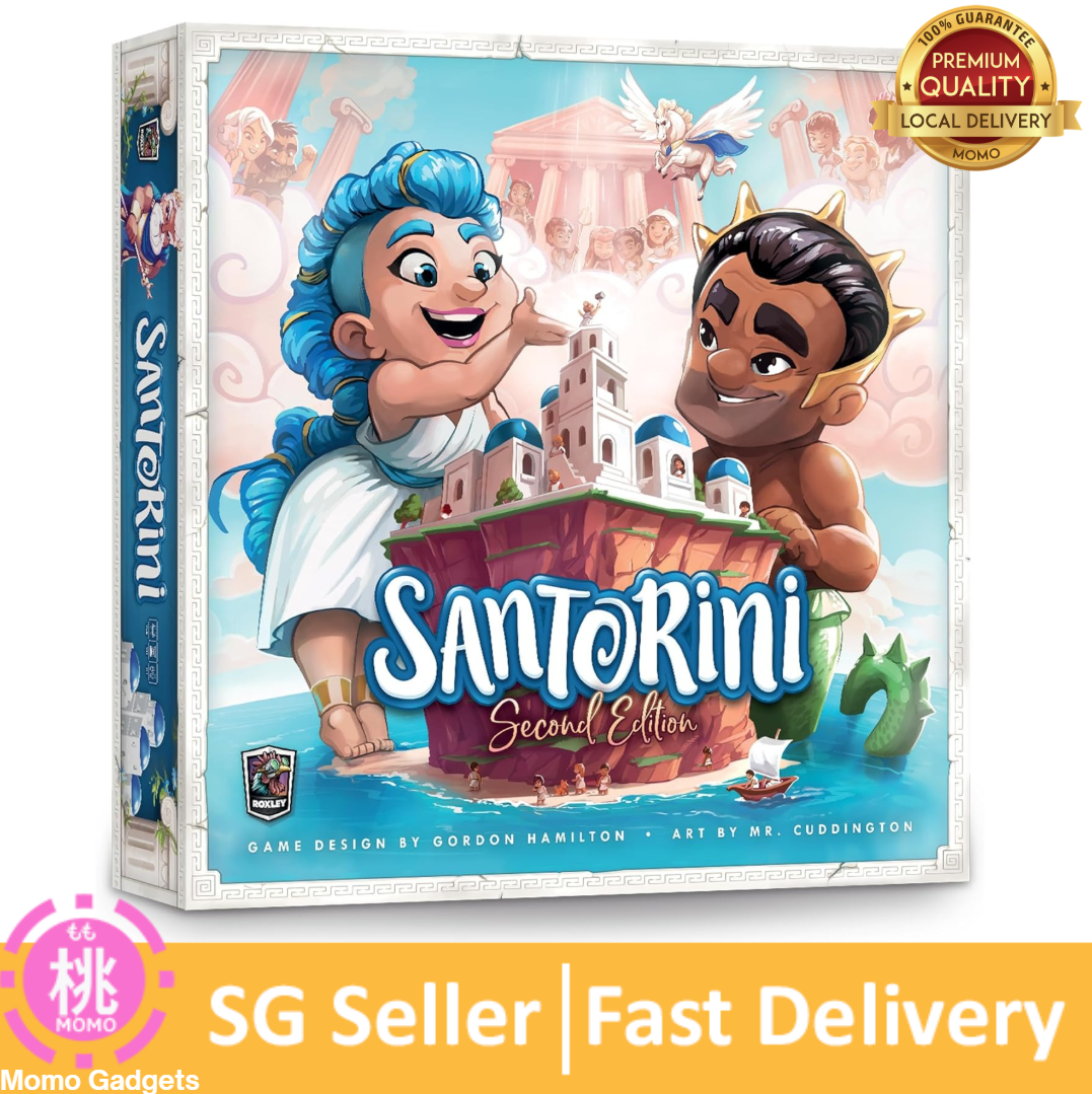 Santorini: Second Edition Board Game – 2–4 Player Greek Strategy Game with 3D Towers & God Powers