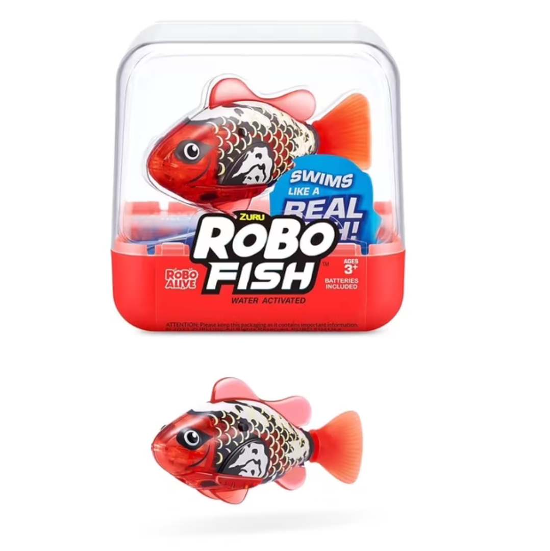 Robo Alive Robo Fish Robotic Swimming Fish (Teal + Orange) by ZURU Water Activated, Changes Color, Comes with Batteries