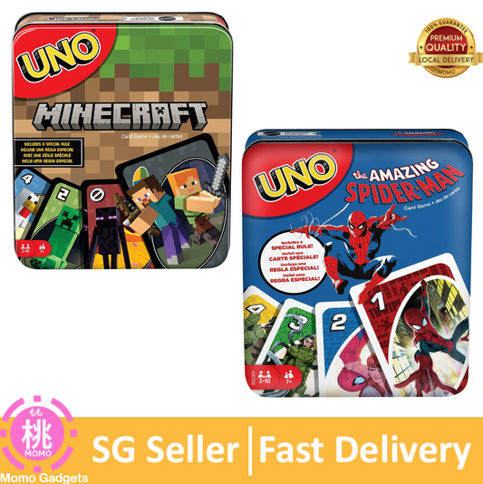 UNO Card Game, Themed to Minecraft Video Game/ The Amazing Spider-Man, Travel Games, Storage Tin Box