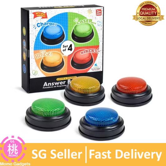Answer Buzzers, Set of 4 Assorted Colored Buzzers ( Light or Recordable option)