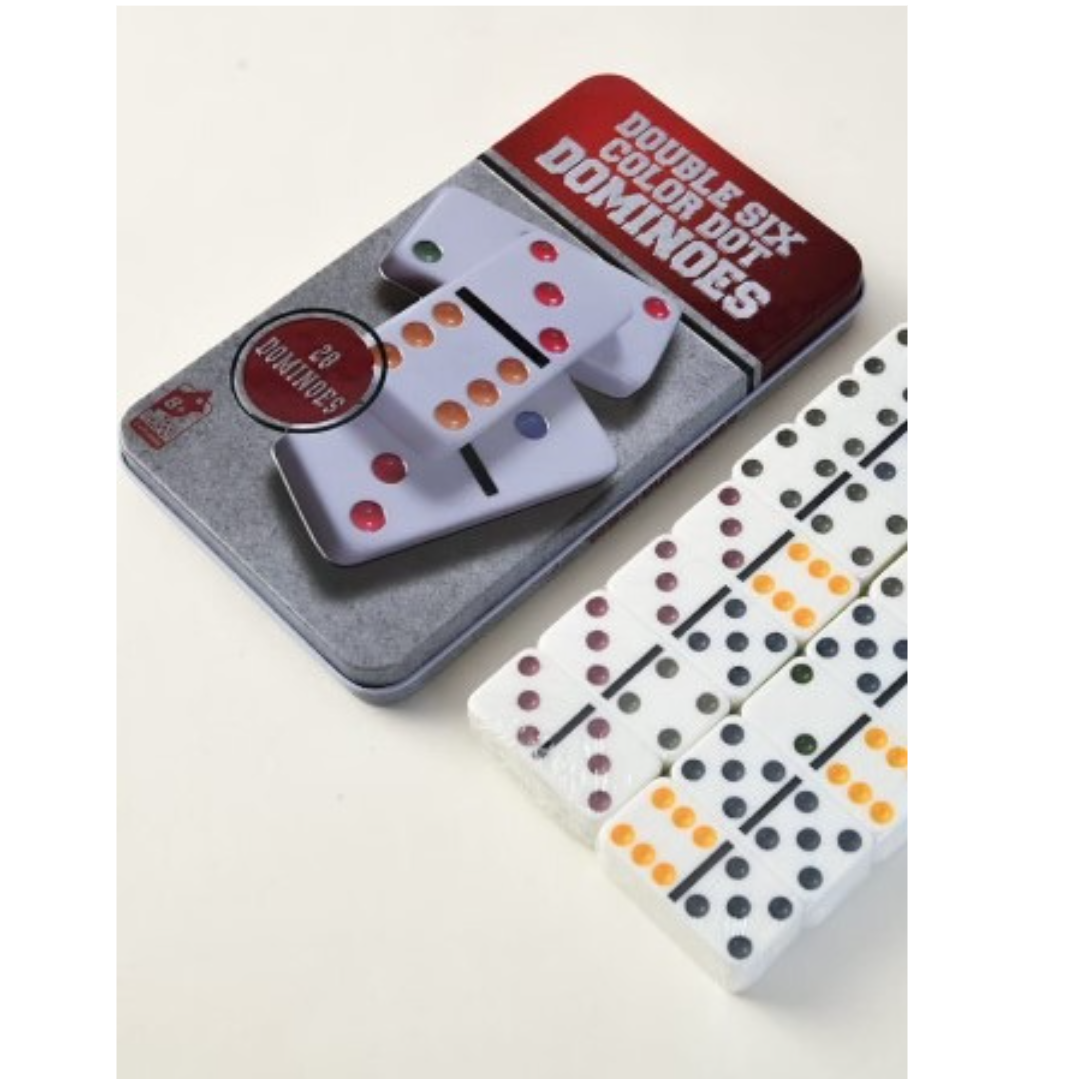 Mexican Train Dominoes Set Tile Board Game in Aluminum Carry Case with Colorful Trains, Ages 8+