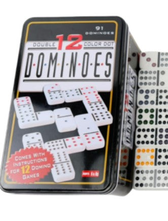 Mexican Train Dominoes Set Tile Board Game in Aluminum Carry Case with Colorful Trains, Ages 8+