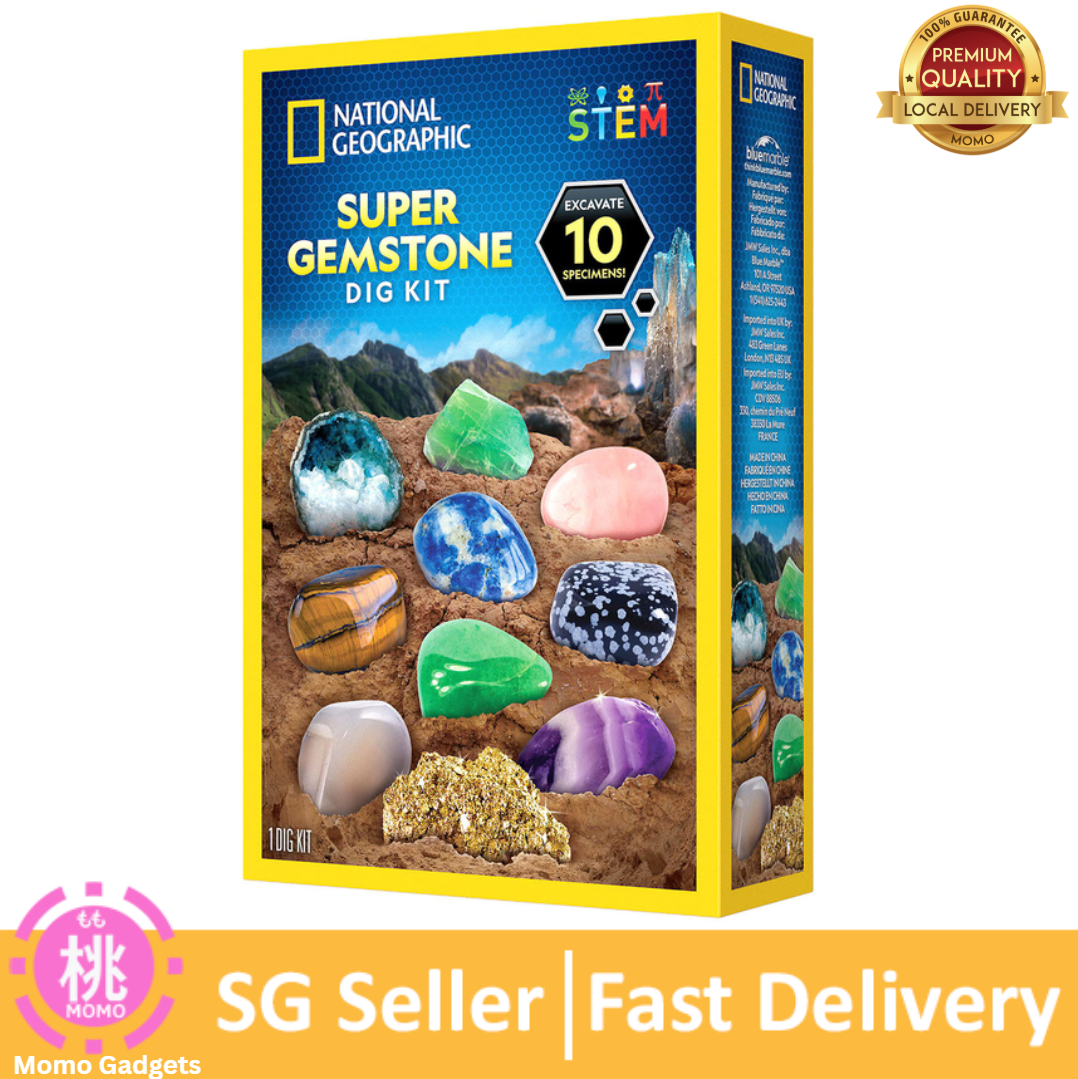 NATIONAL GEOGRAPHIC Super Gemstone / Mega Gemstone Dig Kit – STEM Science & Educational Toys make Great Kids Activities