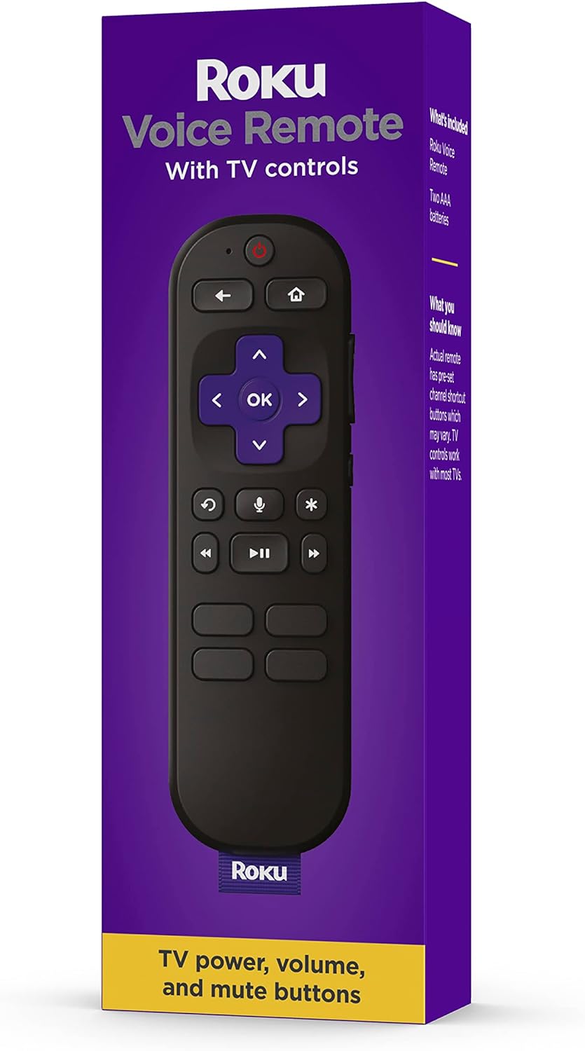 Roku Voice Remote Pro / Roku Remote, Rechargeable voice remote with TV controls, private listening, hands-free