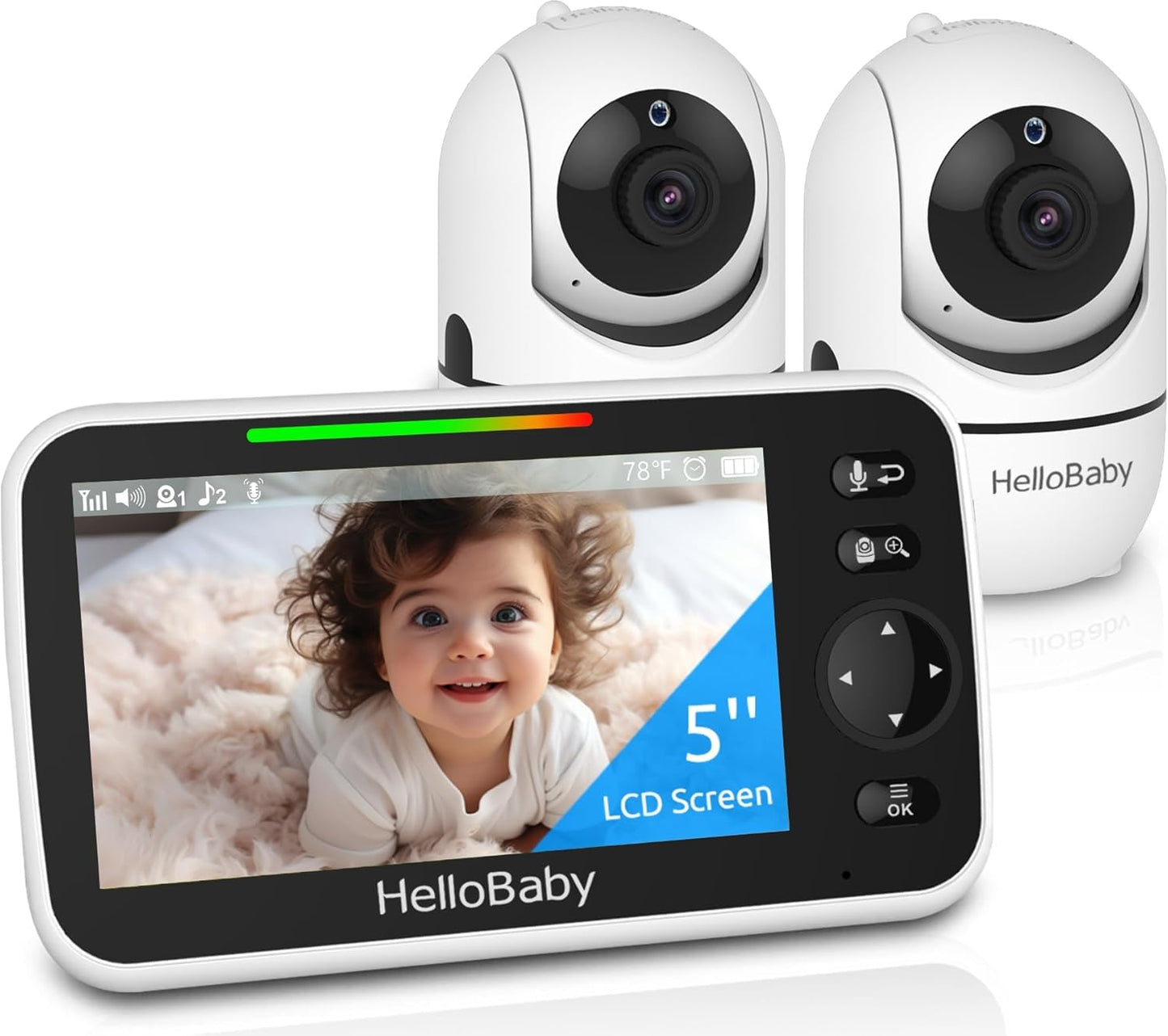 HelloBaby 4.3'' Video Baby Monitor with 30 Hours Battery, Remote Pan-Tilt-Zoom Baby Monitor No WiFi, Baby Monitor