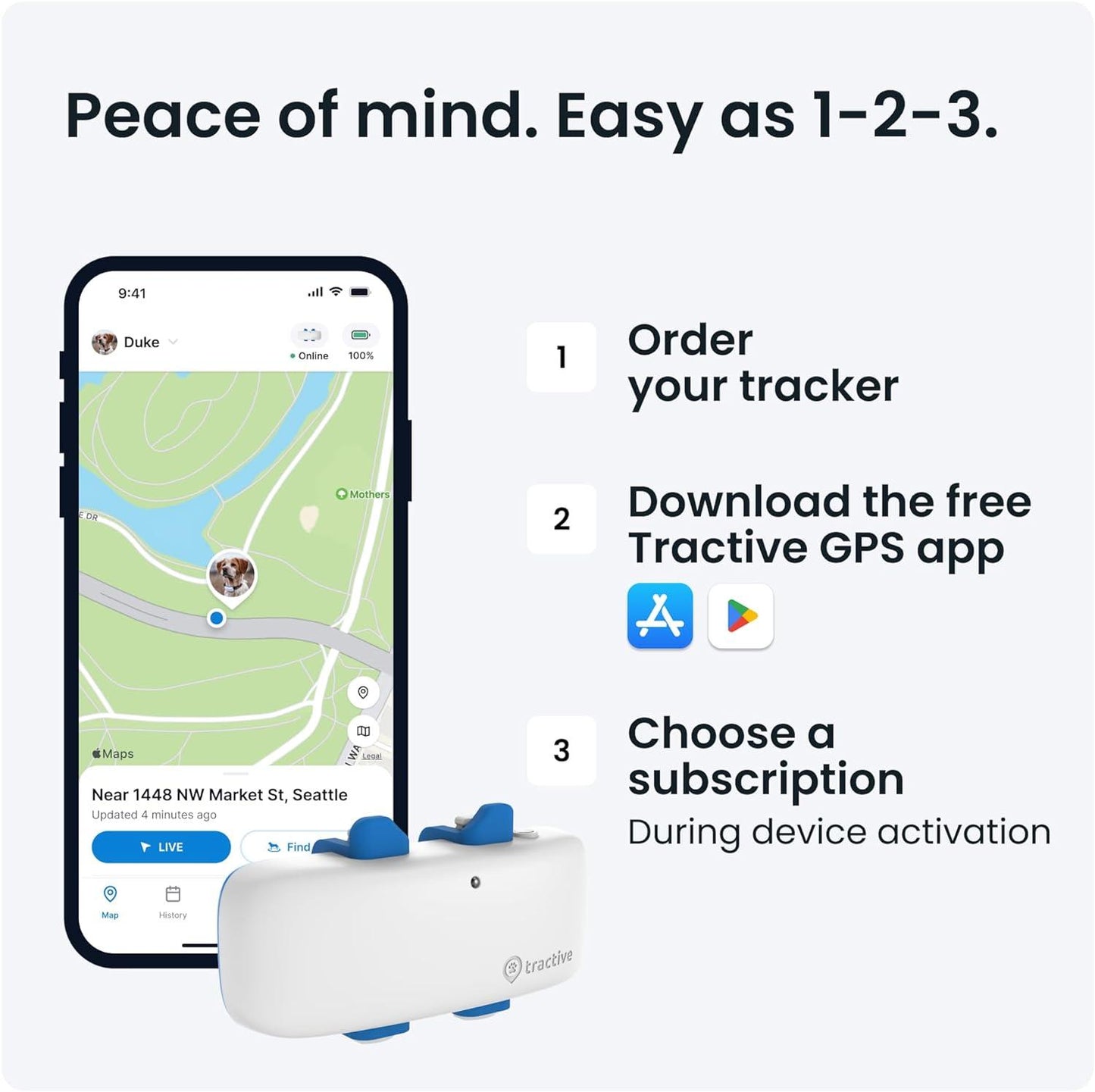 Tractive GPS Tracker &amp; Health Monitoring for Dogs - Market Leading Pet GPS Location Tracker