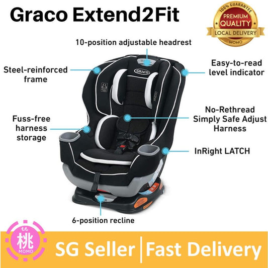 Graco Extend2Fit Convertible Car Seat, Rear Facing, Forward Facing