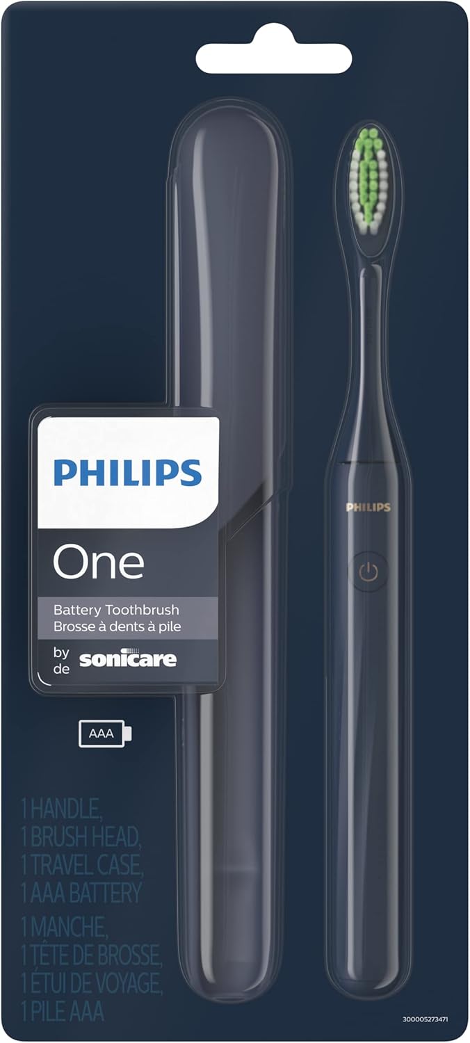 Philips One by Sonicare Battery Toothbrush, or replacement Brush Head, Midnight Blue,