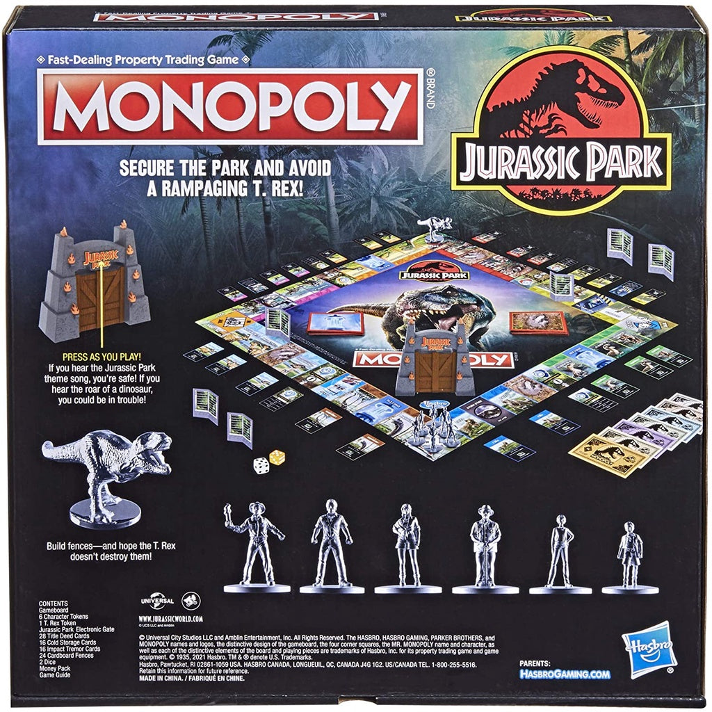 Monopoly: Jurassic Park Edition Board Game for Kids Ages 8 and Up