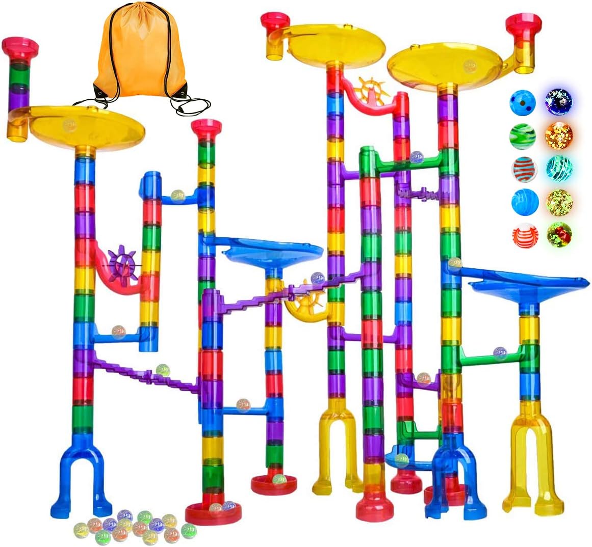 Meland Marble Run - 132Pcs/207Pcs/153Pcs Marble Maze Game Building Toy for Kid, Marble Track Race Set & STEM