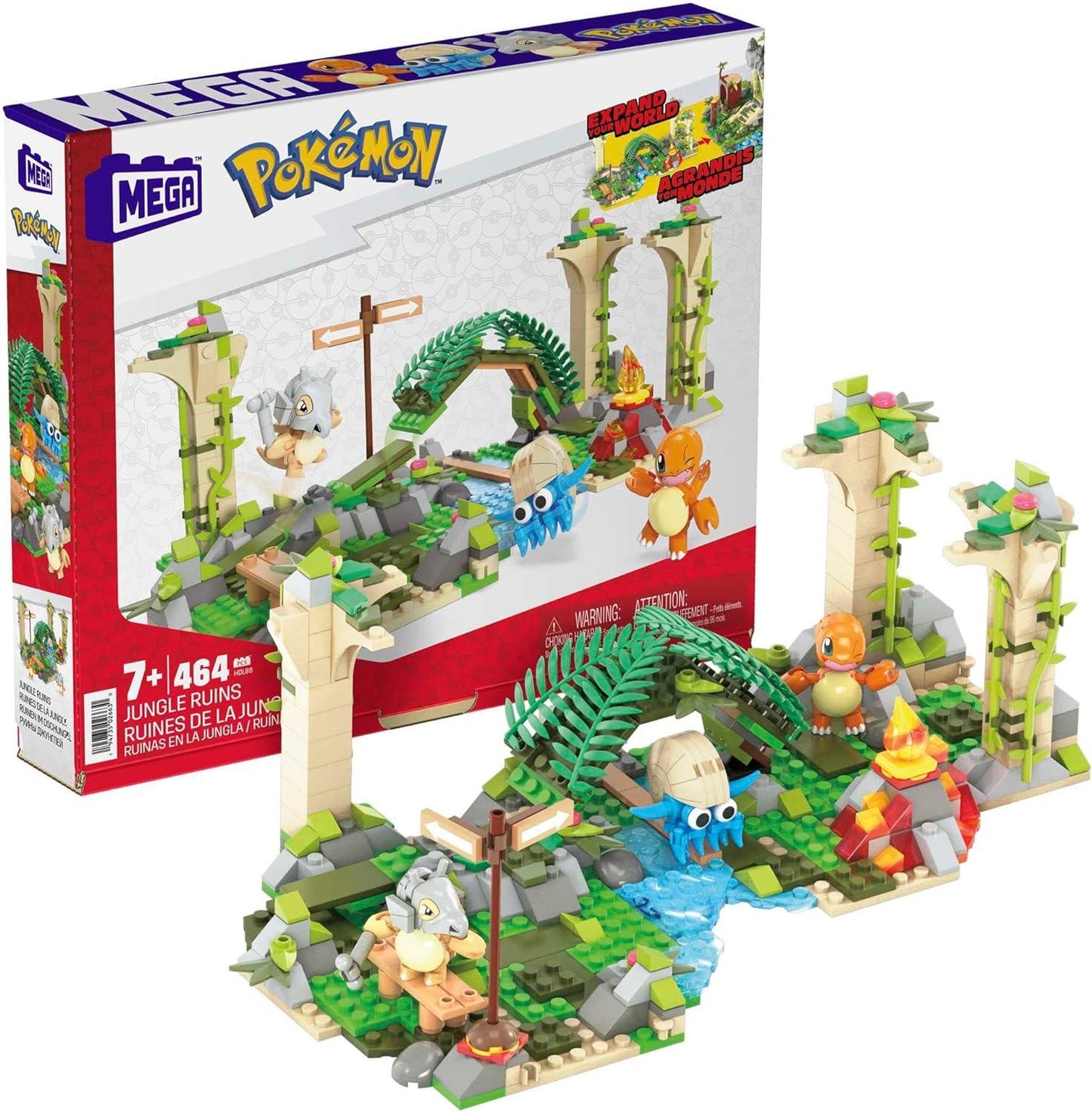 MEGA Pokemon Building Toys Set : Kanto Region Team with 130 Pieces/ Motion And 3 Characters 464 Pieces