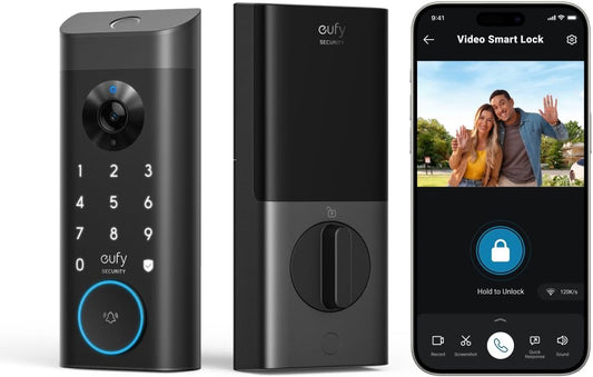 eufy Security Video Smart Lock E330, 3-in-1 Camera+ Doorbell+ Fingerprint , WiFi Door Lock,App Remote Control