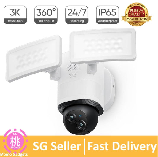 eufy Security Floodlight Camera E340 Wired, Security Camera Outdoor, 360° Pan & Tilt, 24/7 Recording, 2.4G/5G Wi-Fi