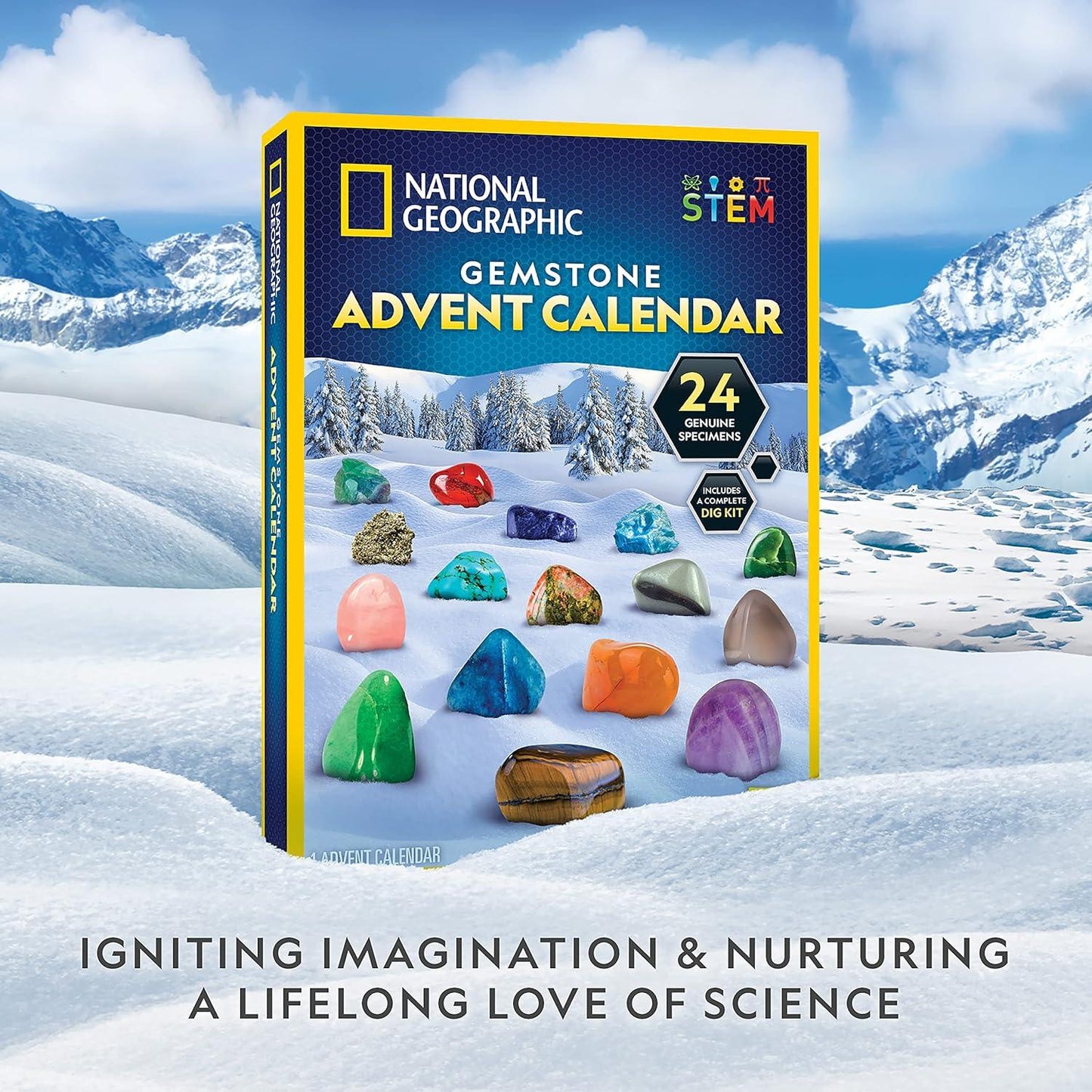 NATIONAL GEOGRAPHIC Gemstone Advent Calendar-Advent Calendar for Kids with 24 Gemstones to Open Each Day