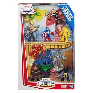 Playskool Heroes Marvel Super Hero Adventures Ultimate Set, 10 Collectible 2.5-Inch Action Figures, Ages 3+