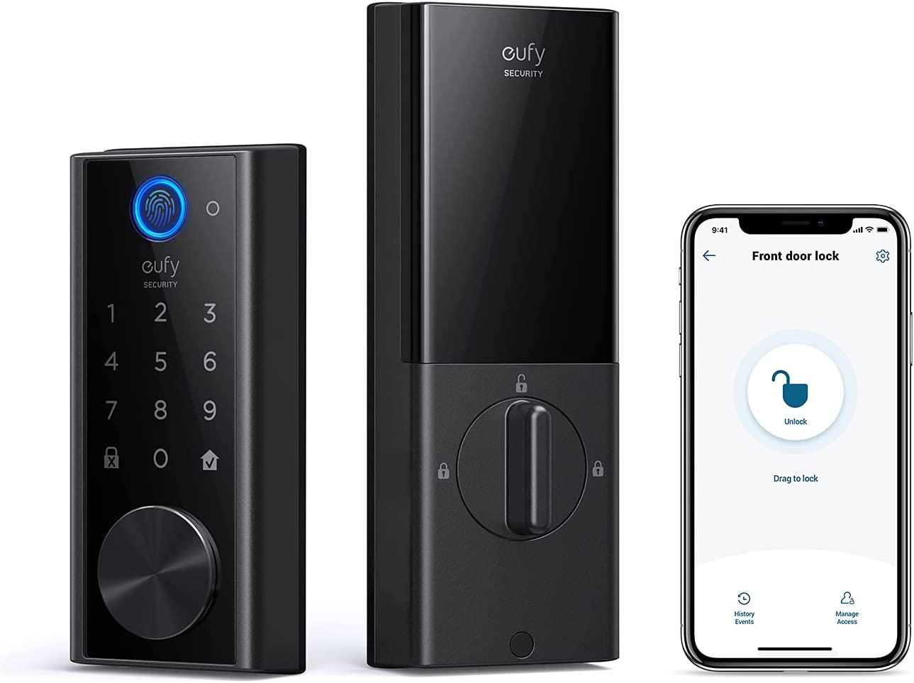 eufy Security Smart Lock Touch & Wi-Fi, Fingerprint Scanner, Keyless Entry Door Lock, Smart Wi-Fi Lock, Bluetooth Electronic Deadbolt, Touchscreen Keypad, BHMA Certified, IP65 Weatherproofing