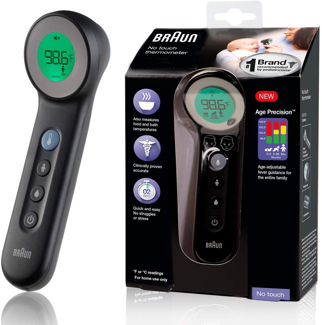 Braun Thermometer - BNT400B (Black) No Touch +Touch Forehead Thermometer, 3 in 1 thermometer