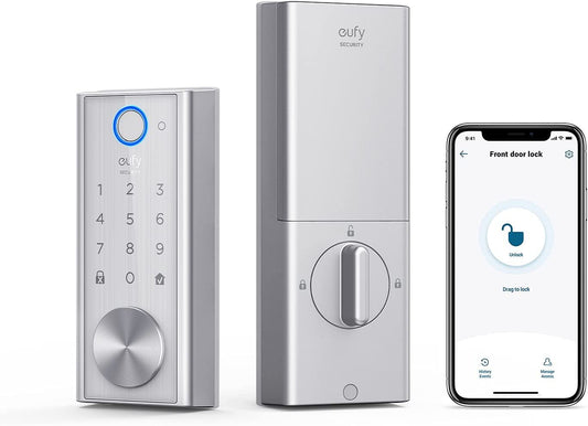 eufy Security Smart Lock Touch & Wi-Fi, Fingerprint Scanner, Keyless Entry Door Lock, Smart Wi-Fi Lock, Bluetooth Electronic Deadbolt, Touchscreen Keypad, BHMA Certified, IP65 Weatherproofing