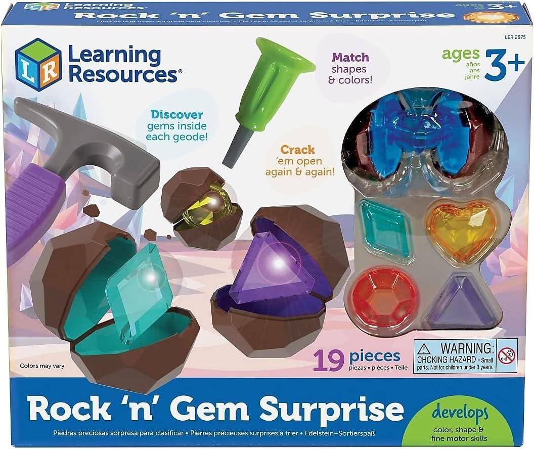 Learning Resources Rock 'n Gem Surprise, Sorting, Matching & Counting Skills Activity Set, Early STEM,19 Pieces, Ages 3+