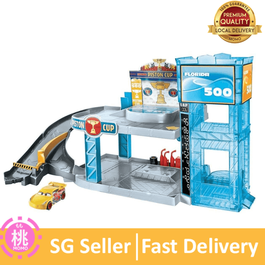 Mattel Disney and Pixar Cars Playset with Lightning McQueen Toy Car & Working Elevator, Florida 500 Racing Garage
