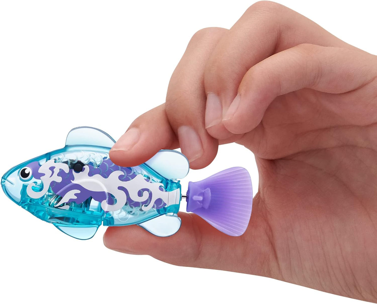 Robo Alive Robo Fish Robotic Swimming Fish (Teal + Orange) by ZURU Water Activated, Changes Color, Comes with Batteries
