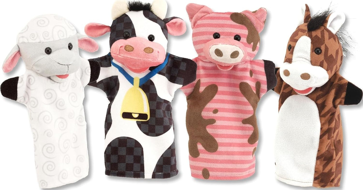 Animal Hand Puppets Puppet Set , option of Zoo Friends / Farm Friends or Safari Buddies