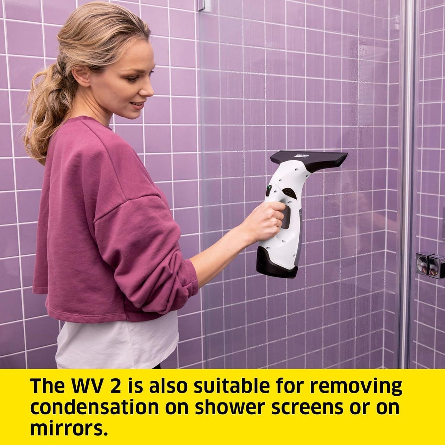 Karcher Window Vac WV2 Plus for windows, FREE 9pc cleaning Cloth tiles, mirrors & shower, window cleaning set