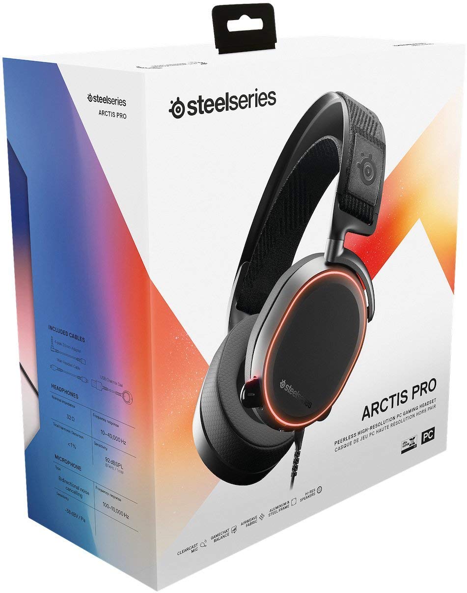 SteelSeries Arctis Pro Wired + GameDac High Fidelity Gaming Headset -  DTS Headphone:X v2.0 Surround for PC Headphone