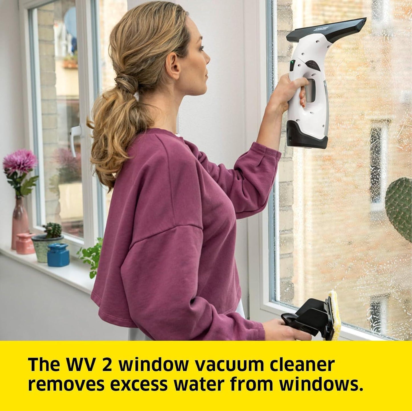 Karcher Window Vac WV2 Plus for windows, FREE 9pc cleaning Cloth tiles, mirrors & shower, window cleaning set