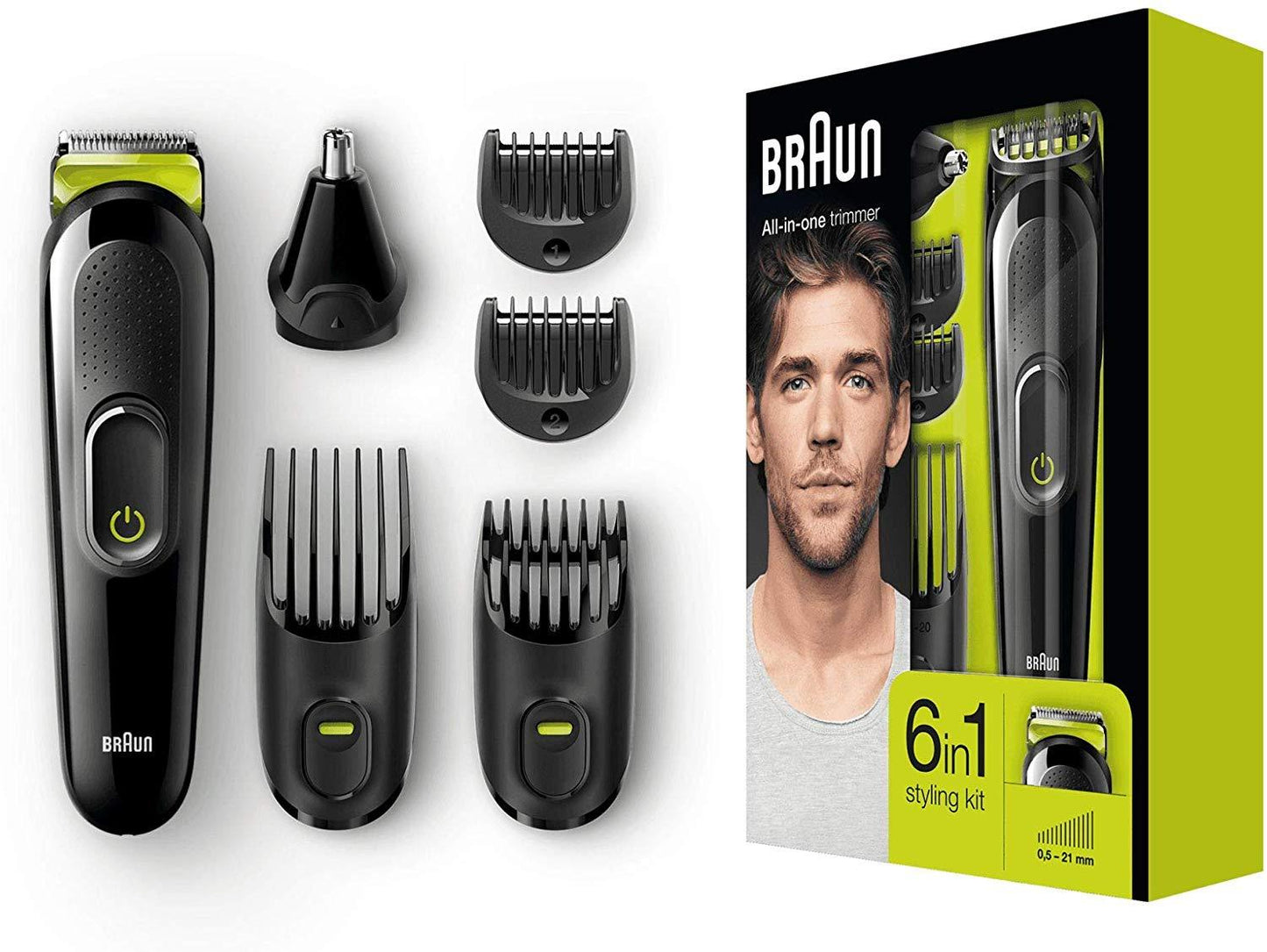 Braun 6 in 1/3 in 1/7 in 1 Style Kit Series 3 Trimmer / Clipper for Men