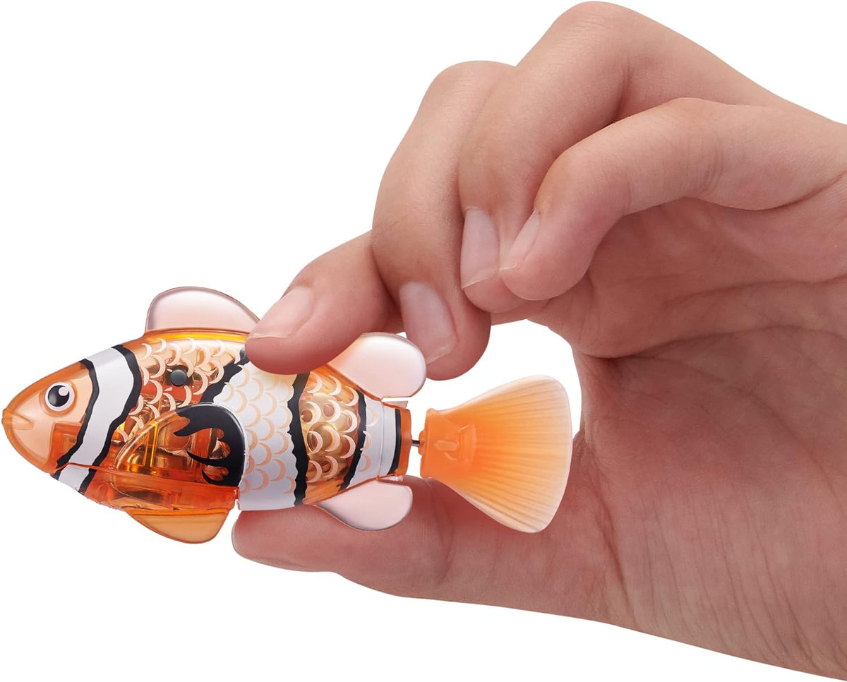 Robo Alive Robo Fish Robotic Swimming Fish (Teal + Orange) by ZURU Water Activated, Changes Color, Comes with Batteries