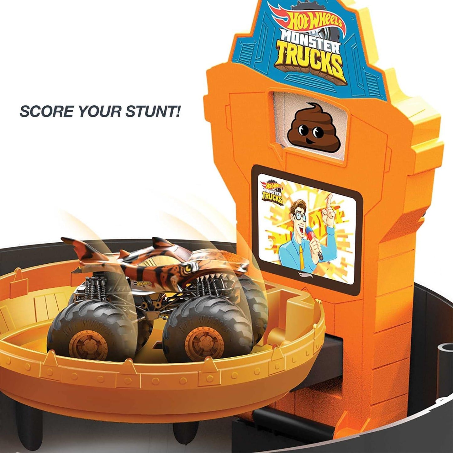 Hot Wheels Monster Trucks Stunt Tire Play Set Opens to Reveal Arena with Launcher