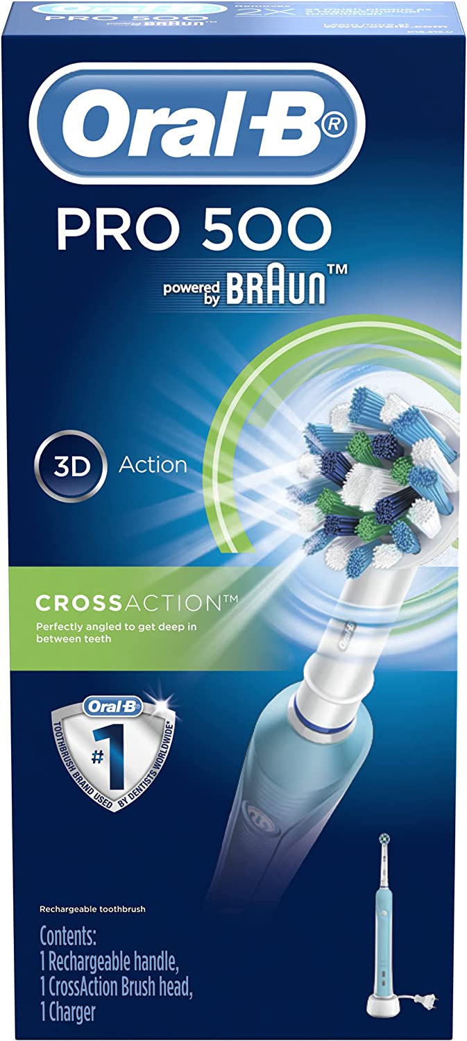 Oral B Pro 650 / Pro 500 Blue or Pink Option Electric Rechargeable Toothbrush Powered by Braun