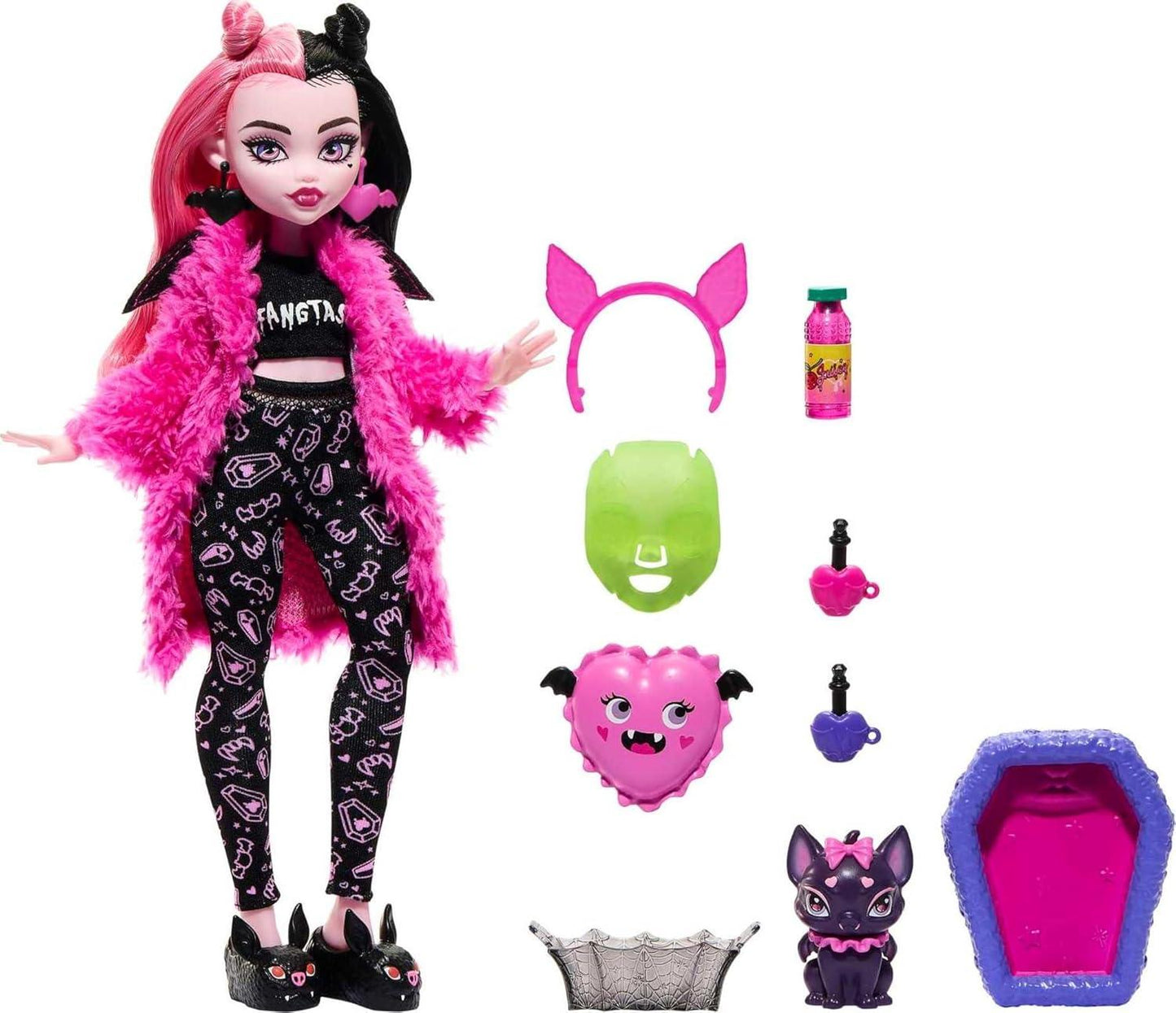 Monster High Creepover Party Doll, Twyla with Pet Bunny Dustin, Sleepover Clothes&Accessories like Hoodie, Book&Backpack