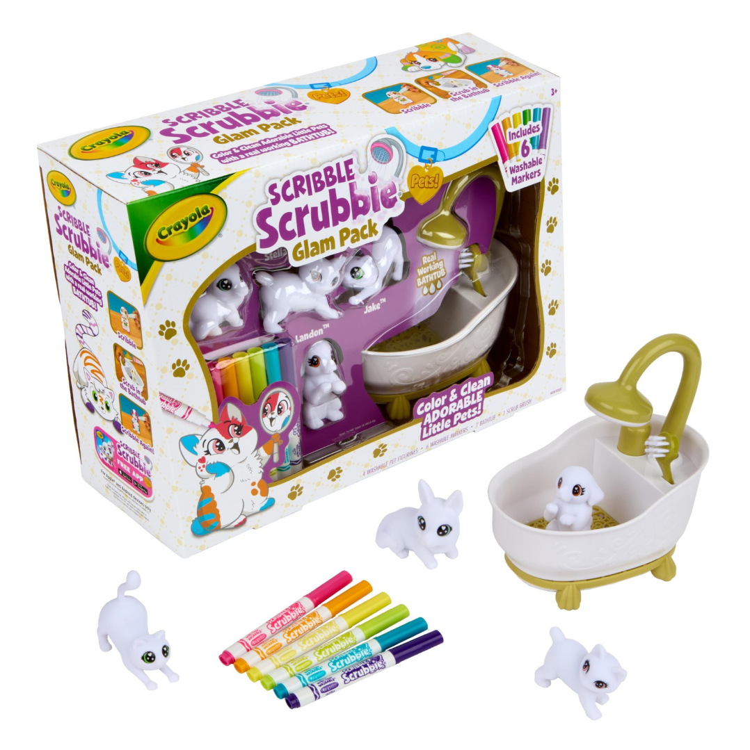 Crayola Scribble Scrubbie Peculiar Pets, Pet Care Toy, Includes Working Tub & Washable Markers