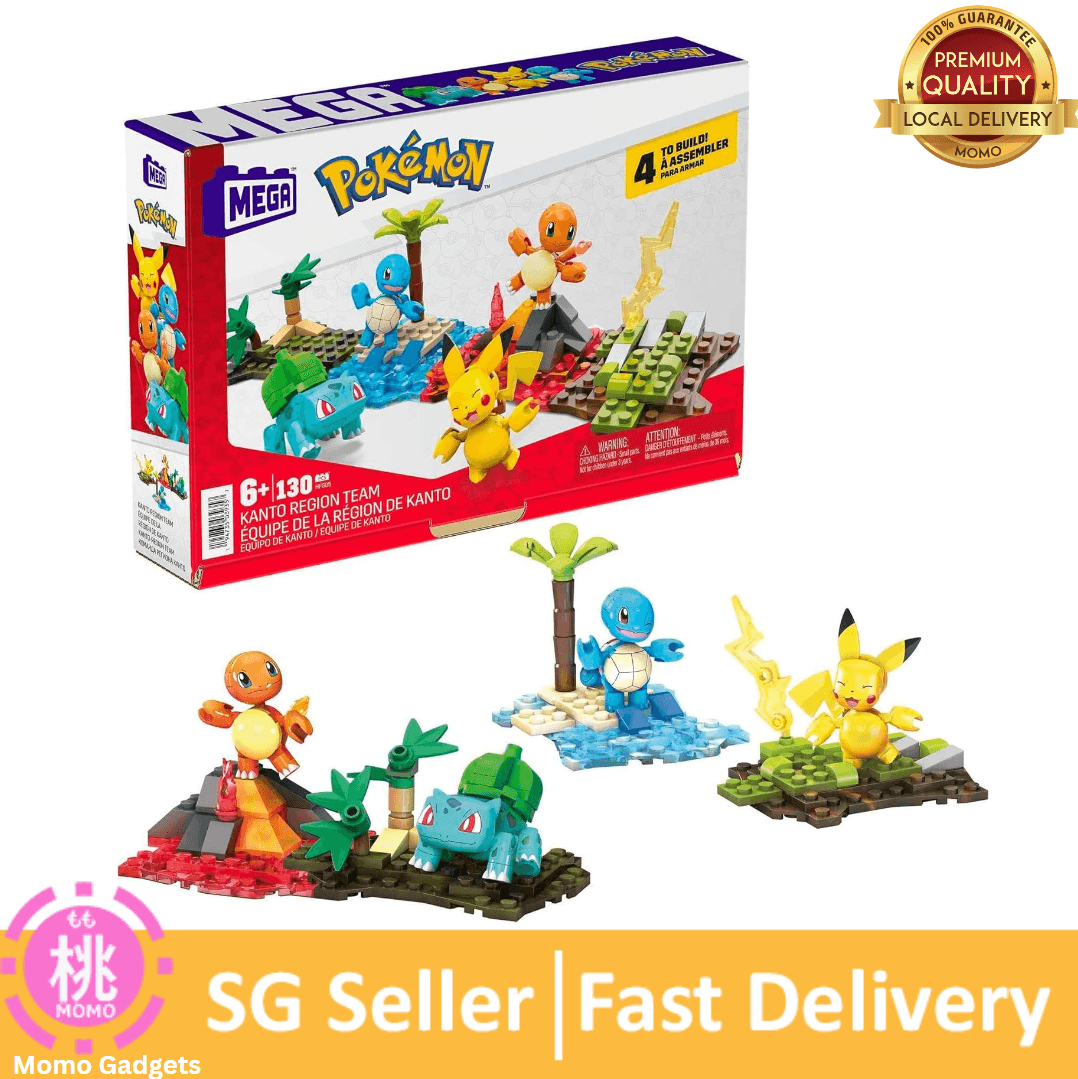 MEGA Pokemon Building Toys Set : Kanto Region Team with 130 Pieces/ Motion And 3 Characters 464 Pieces