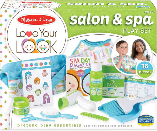 Melissa and Doug Love Your Look - Salon and Spa Play Set, 16pieces of pretend salon and spa toy products - Momo Gadgets