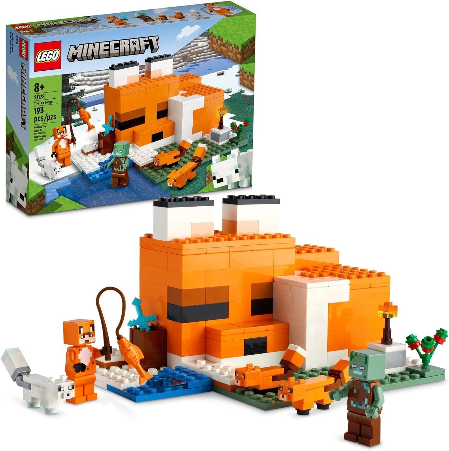 LEGO Minecraft The Fox Lodge 21178 Building Toy Set for Kids, Boys, and Girls (193 Pieces) - Momo Gadgets