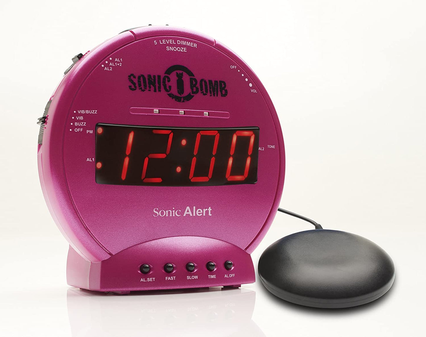 Sonic Bomb Dual Extra Loud Alarm Clock with Bed Shaker | Sonic Alert Vibrating Alarm Clock Heavy Sleepers