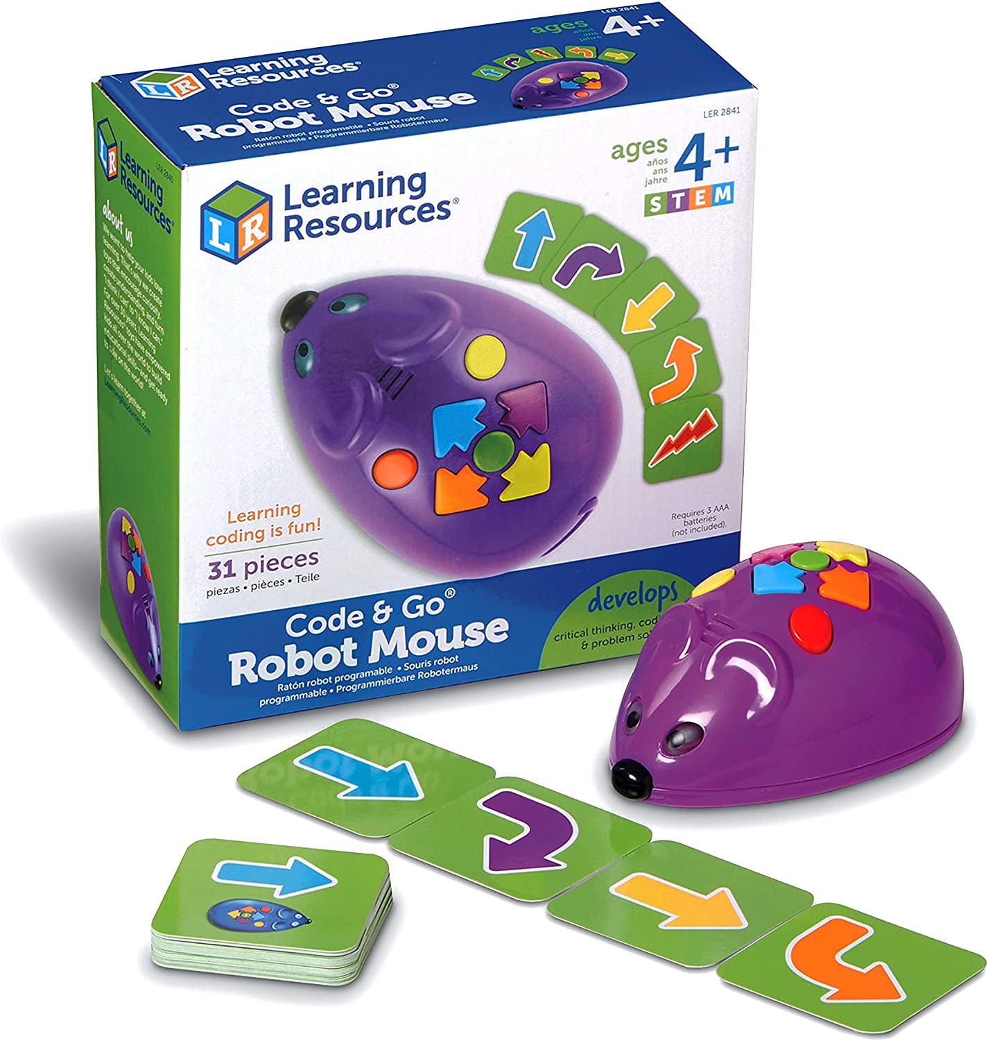 Learning Resources Code & Go Robot Mouse, Screen-Free Coding Toys for Kids, Ages 4+, STEM Toys