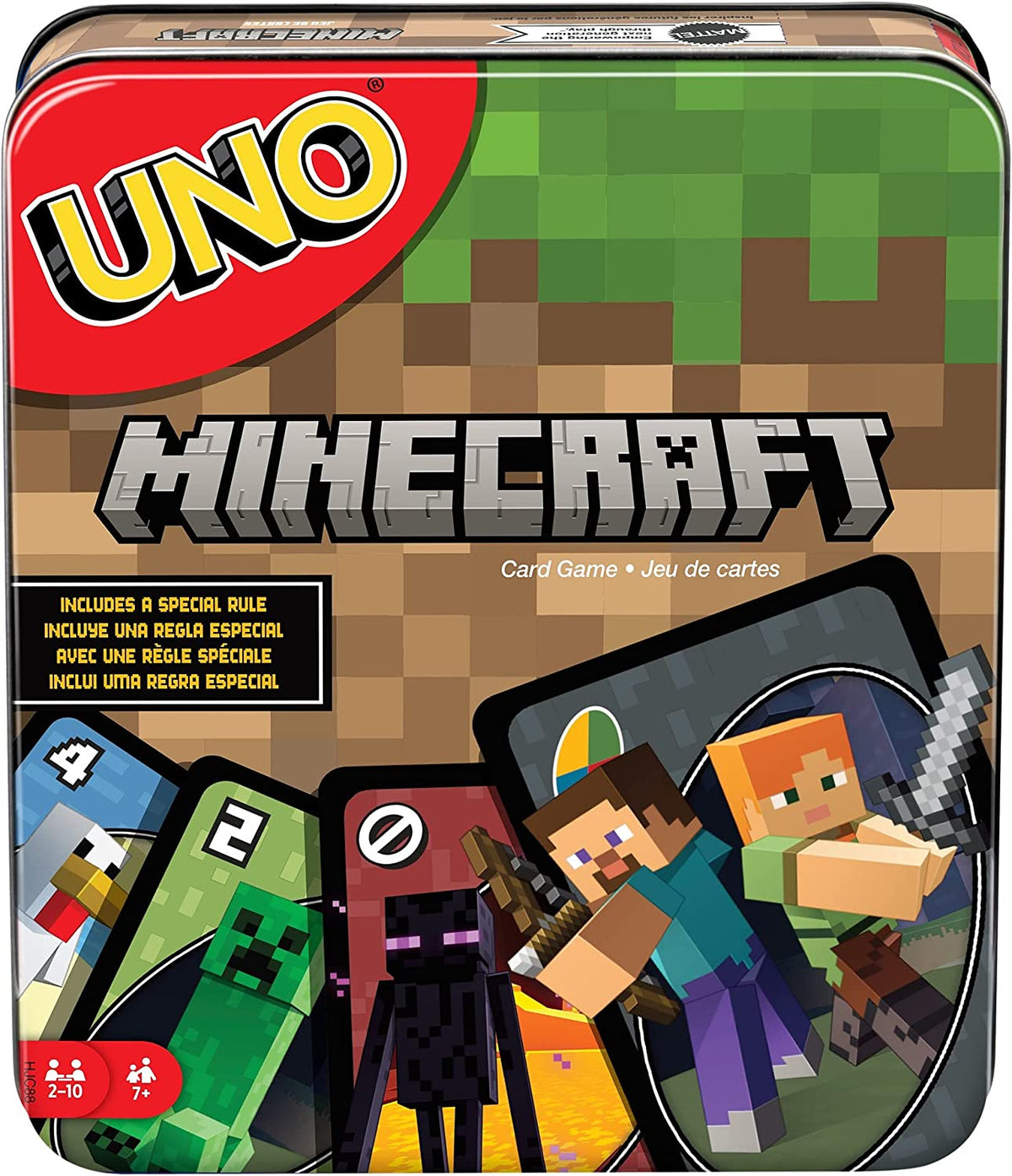 UNO Card Game, Themed to Minecraft Video Game/ The Amazing Spider-Man, Travel Games, Storage Tin Box