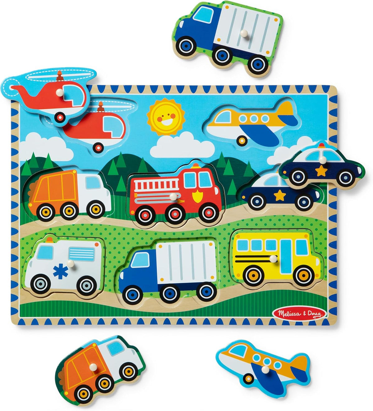Melissa & Doug World of Animals Wooden Peg Puzzles Set - Pets, Farm, and Safari