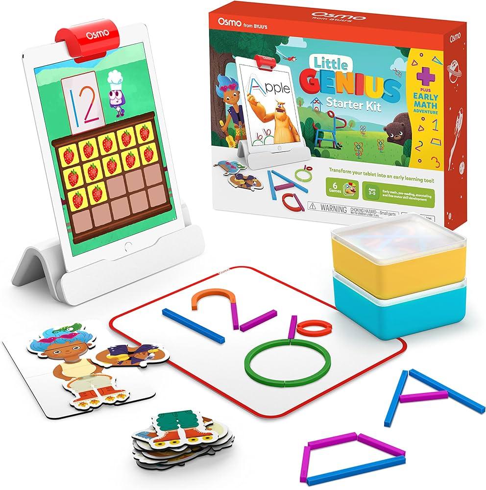 Osmo-Little Genius Starter Kit for iPad - 6 Educational Learning Games Ages 3-5 -STEM Toy (Osmo iPad Base Included) - Momo Gadgets