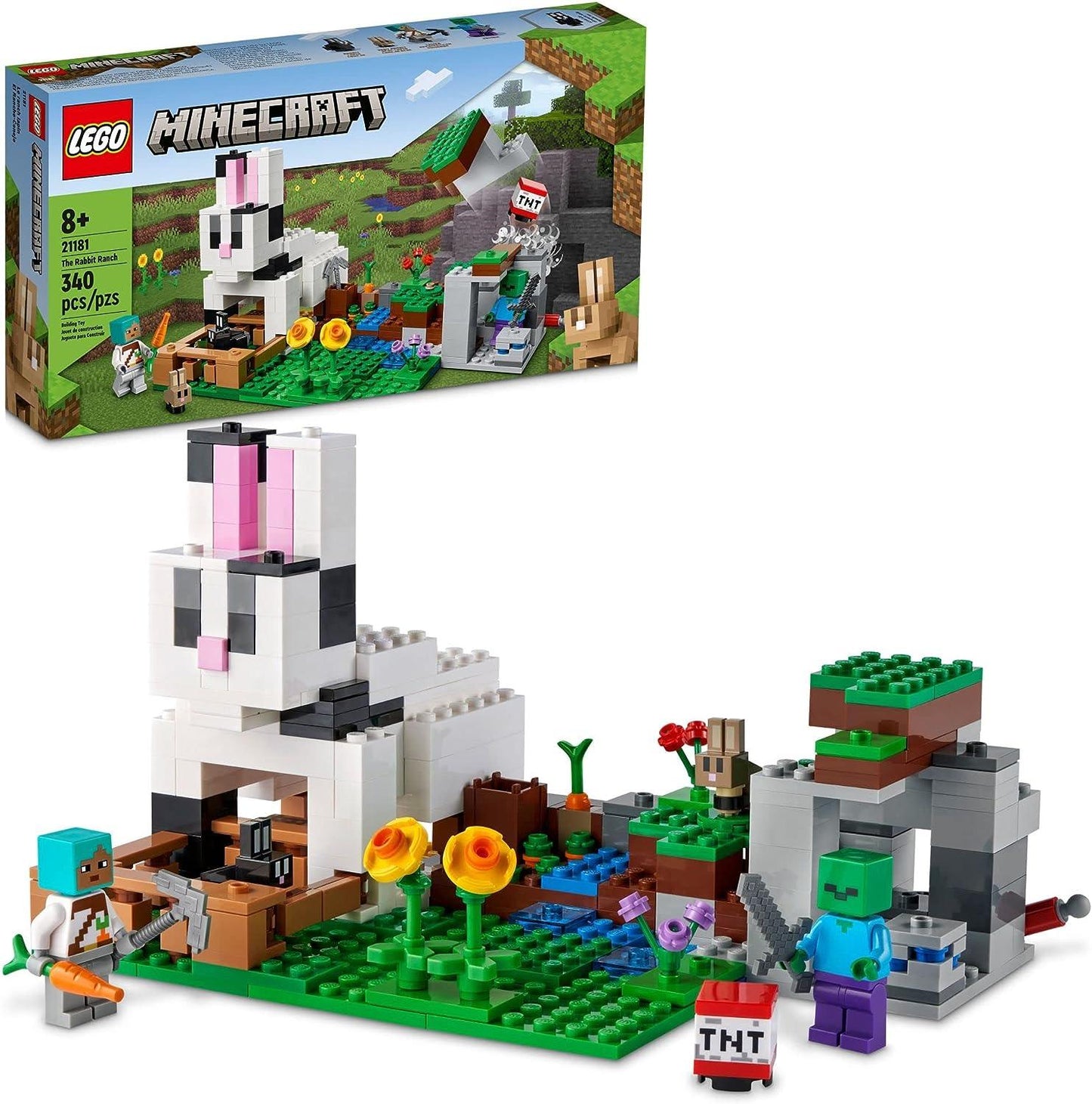 LEGO Minecraft The Rabbit Ranch 21181 Building Toy Set for Kids, Boys, and Girls Ages 8+ (340 Pieces) - Momo Gadgets