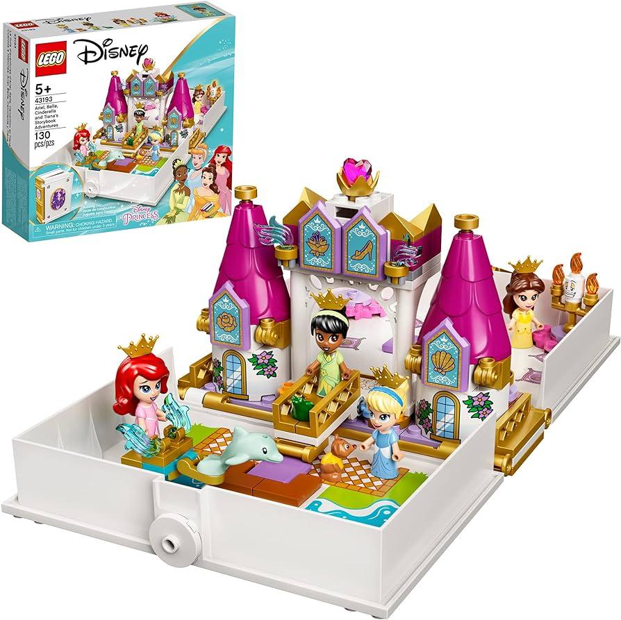 LEGO Disney Ariel, Belle, Cinderella and Tiana’s Storybook Adventures 43193 Building Toy for Kids (130 Pieces) - Momo Gadgets